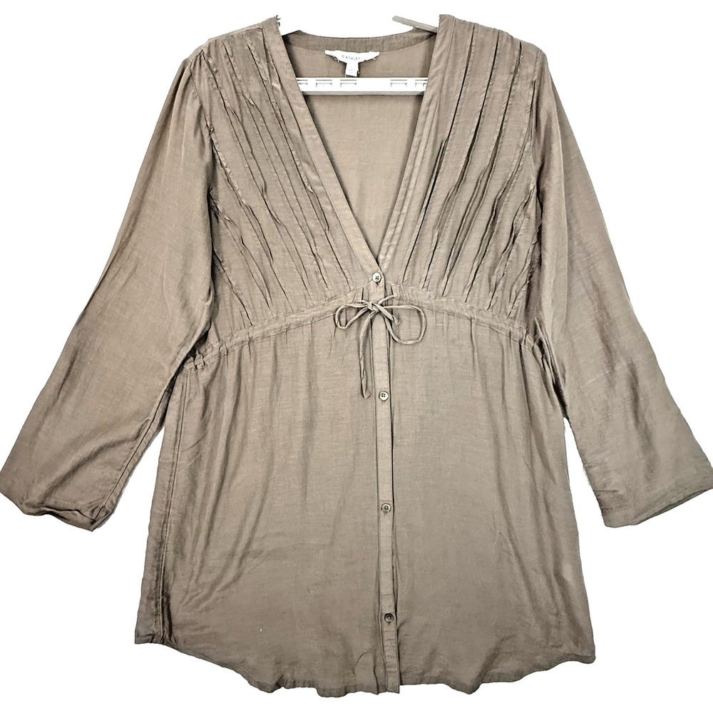 Athleta Womens Day Dream Coverup Tunic  Brown Size L Beach Silk Roll Tab Protect
